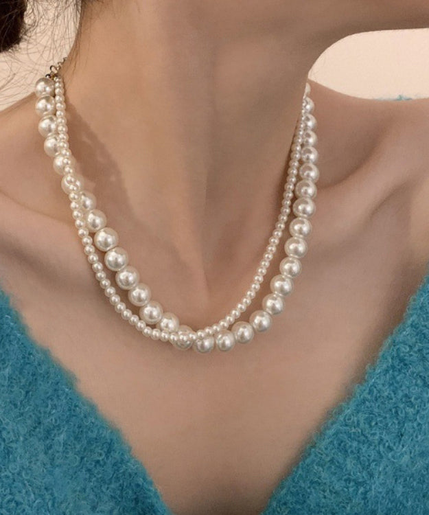 White Double Layer Pearl Princess Necklace