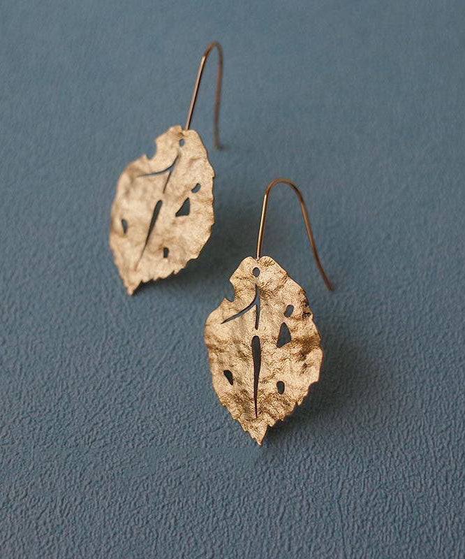 Gold Copper Overgild Maple Leaf Drop Earrings