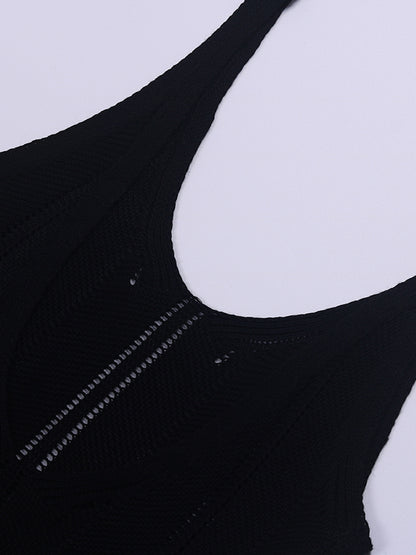 Skinny Sleeveless Backless Hollow See-through Color Split-joint Wide Straps Maxi Dresses