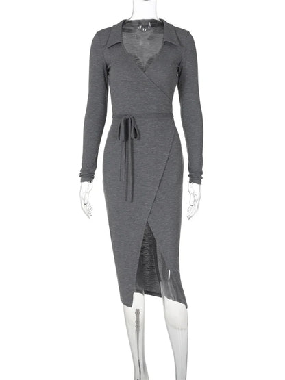High Waist Lace-up V-neck Maxi Dress for Patchwork Drawstring Bandage Dress Y2k Long Dress