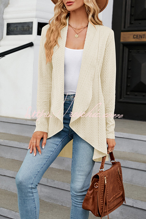 Long Sleeve Color Ruffle Loose Cardigan