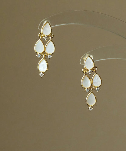 Modern White Copper Zircon Multilayer Water Drop Stud Earrings