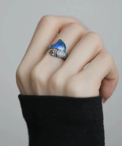 Blue Sterling Silver Enamel Rings