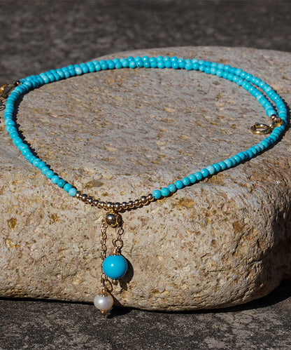 New Natural Pearl Patchwork Turquoise Necklace
