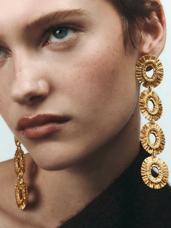 Geometric Hollow Color Drop Earrings