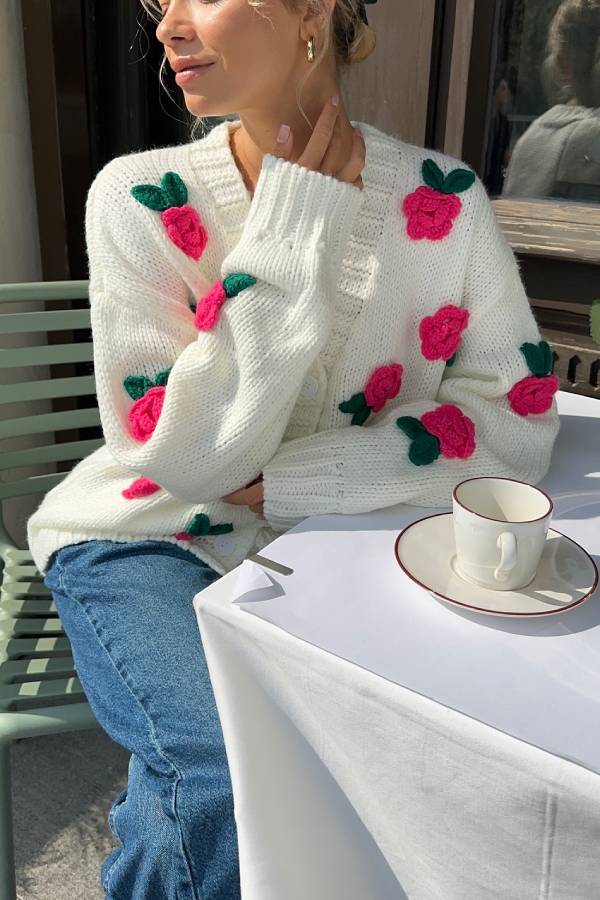 Selena Rose Knit Sweater Cardigan