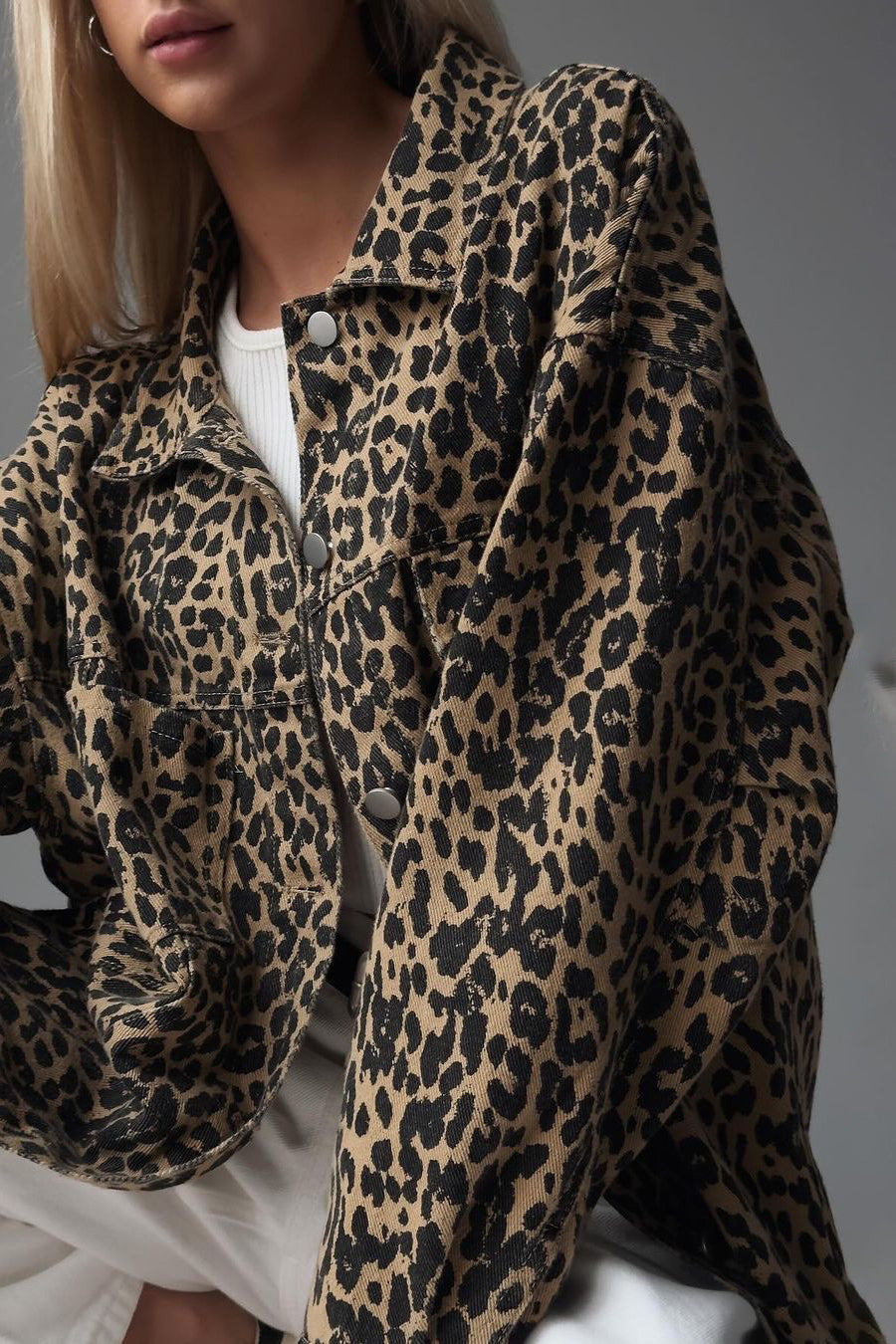 Leopard Print Denim Blouse