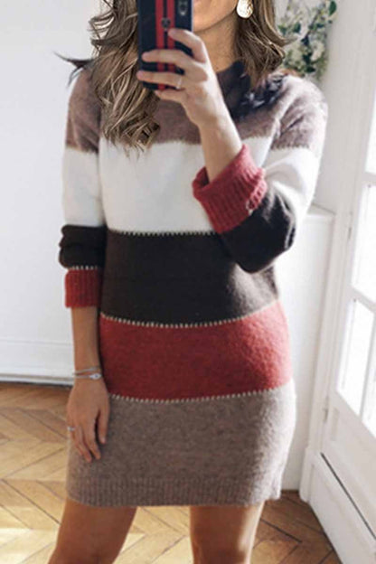 Splicing Contrast Mini Dress（3 Colors）