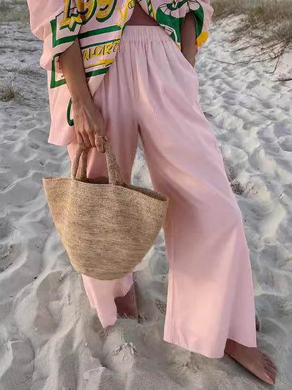 Unique Vacation Style Loose Elastic Wide-leg Pants