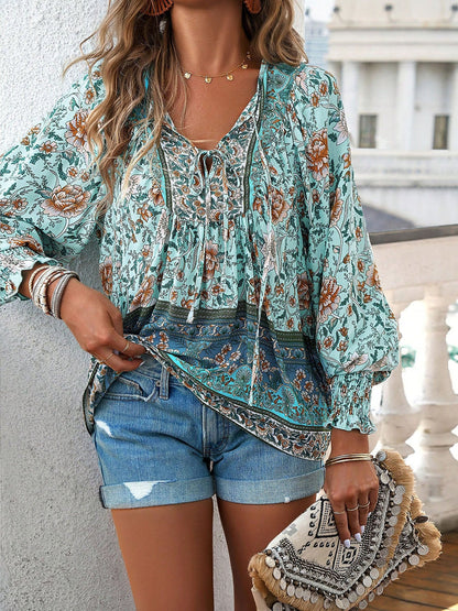 Ruffle V-neck Blouse