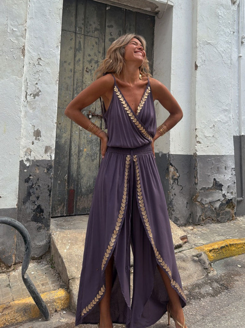 Golden Leaf Wide Jumpsuits