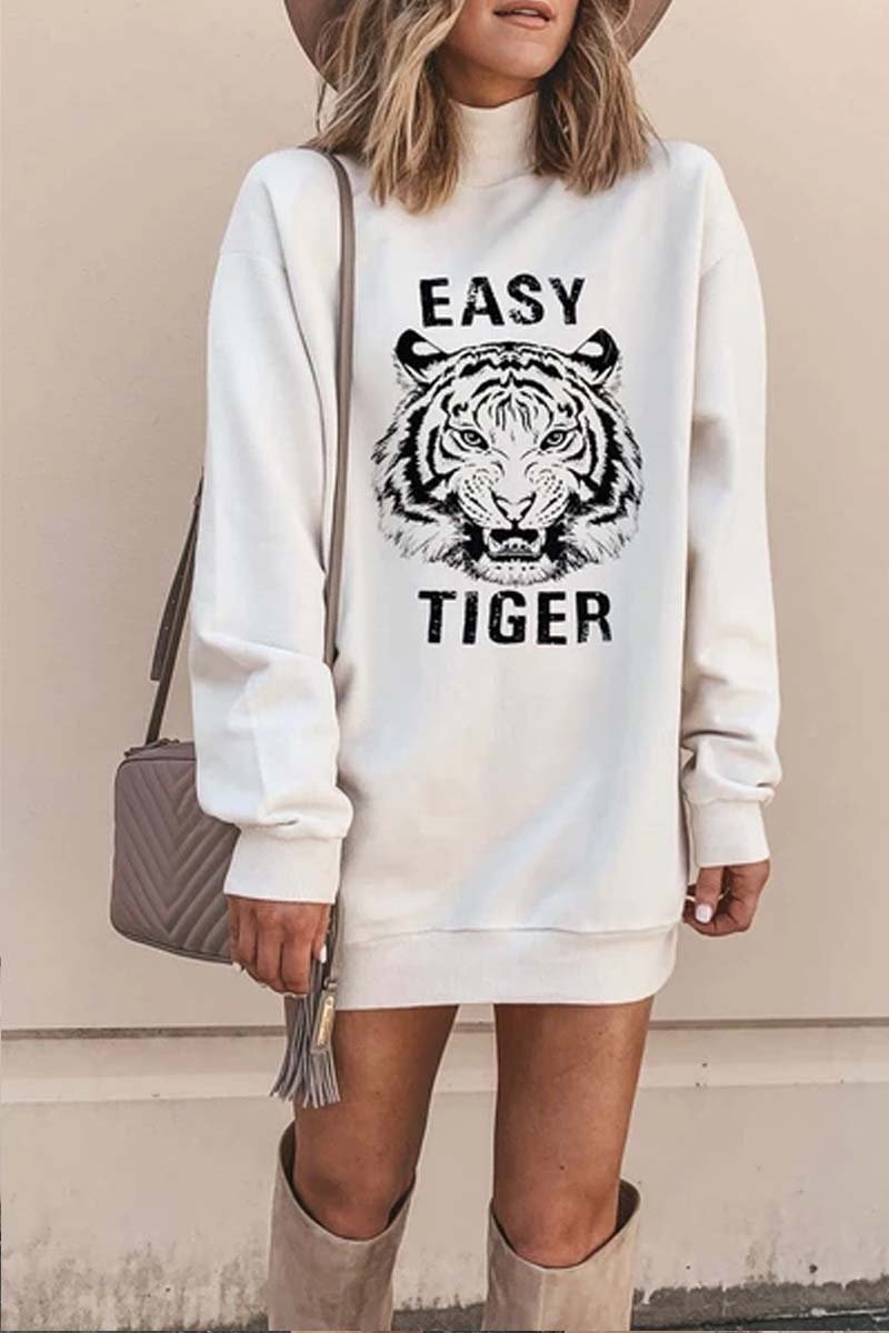 Tiger Printed White Mini Dress (2 Colors)
