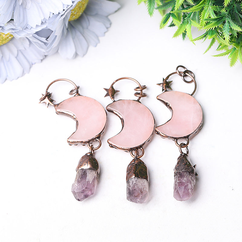 3.7-inch Rose Moon Amethyst Pendant for Spiritual Healing
