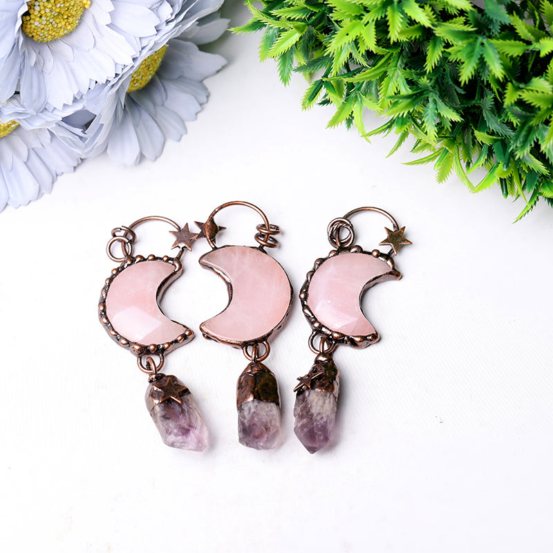 3.7-inch Rose Moon Amethyst Pendant for Spiritual Healing