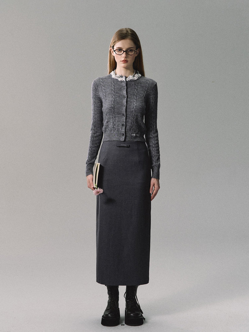 Lace Collar Button Cardigan