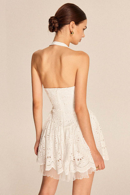 White Pure Lace Mini Dress