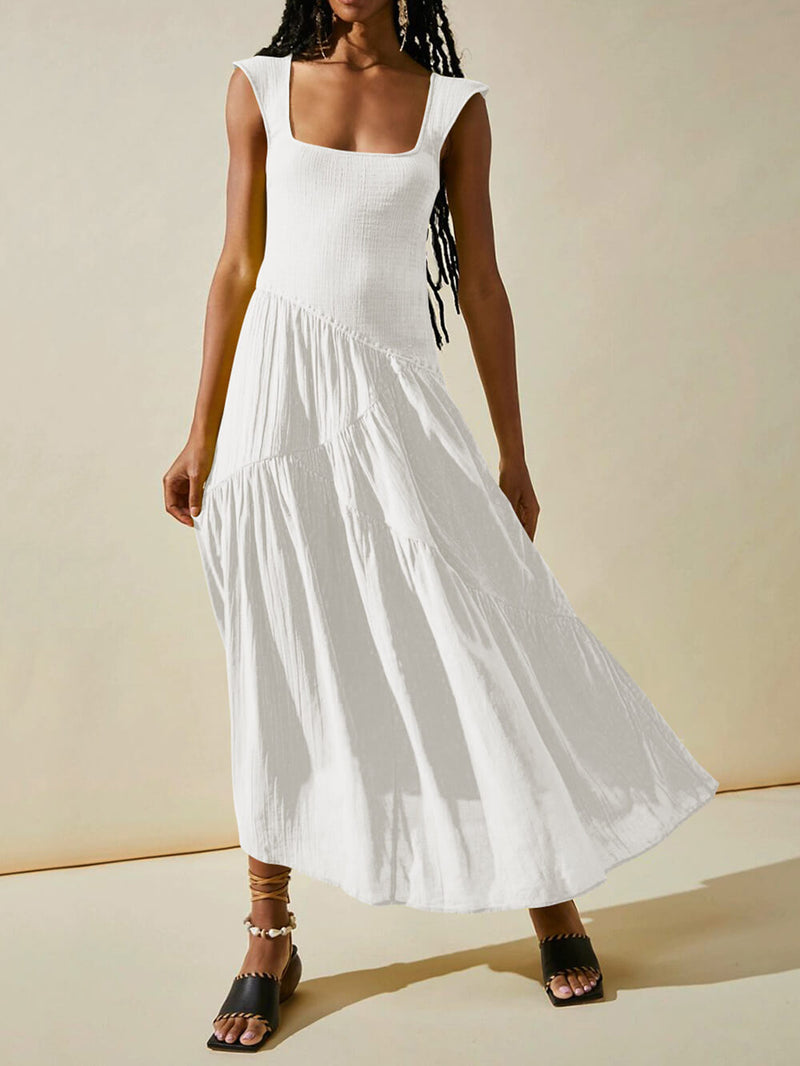 Square Neck Patchwork Maxi Dress