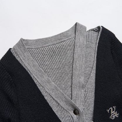 Black Hollow Out Knit Cardigan - 2-piece Design