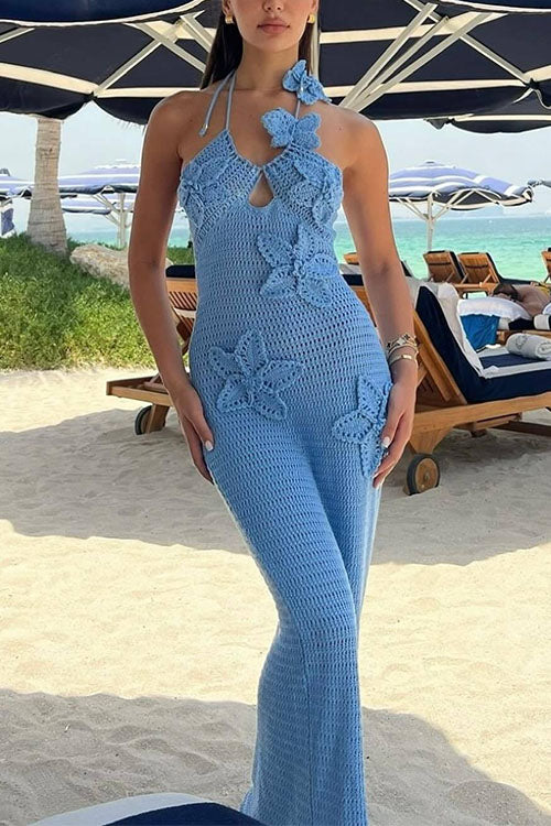 Halter Cut Out Crochet Maxi Dress