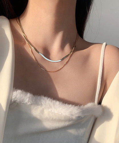 Gold Sterling Silver Overgild Bilayer Necklace