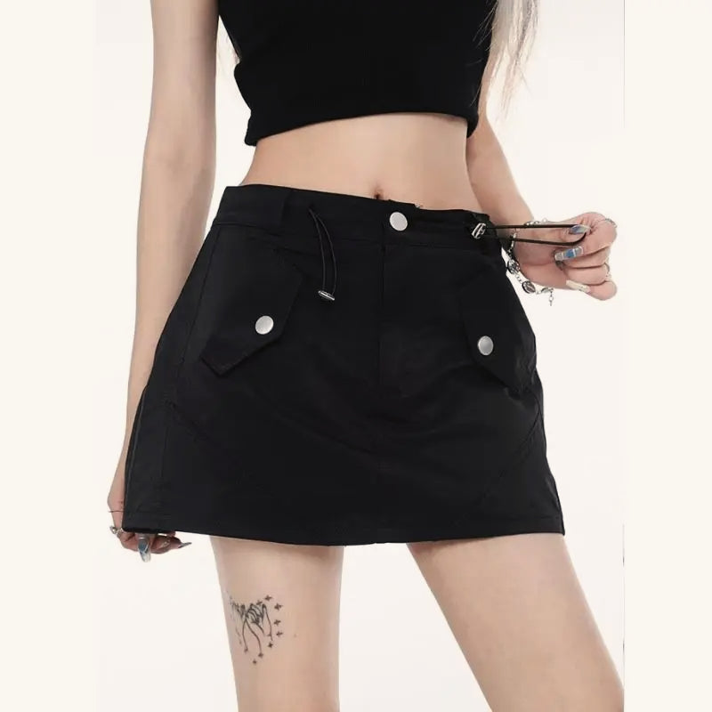Cargo Pocket Drawstring Skirt