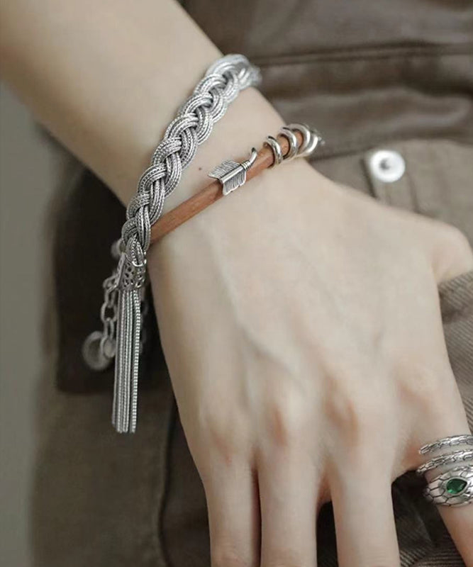 Silk Hand Woven Fried Dough Twist Tassel Charm Bracelet