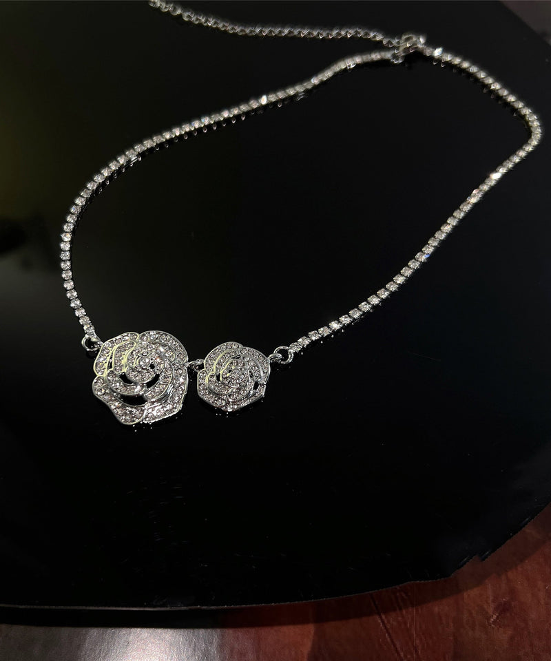 Retro Silk Sterling Silver Zircon Princess Necklace