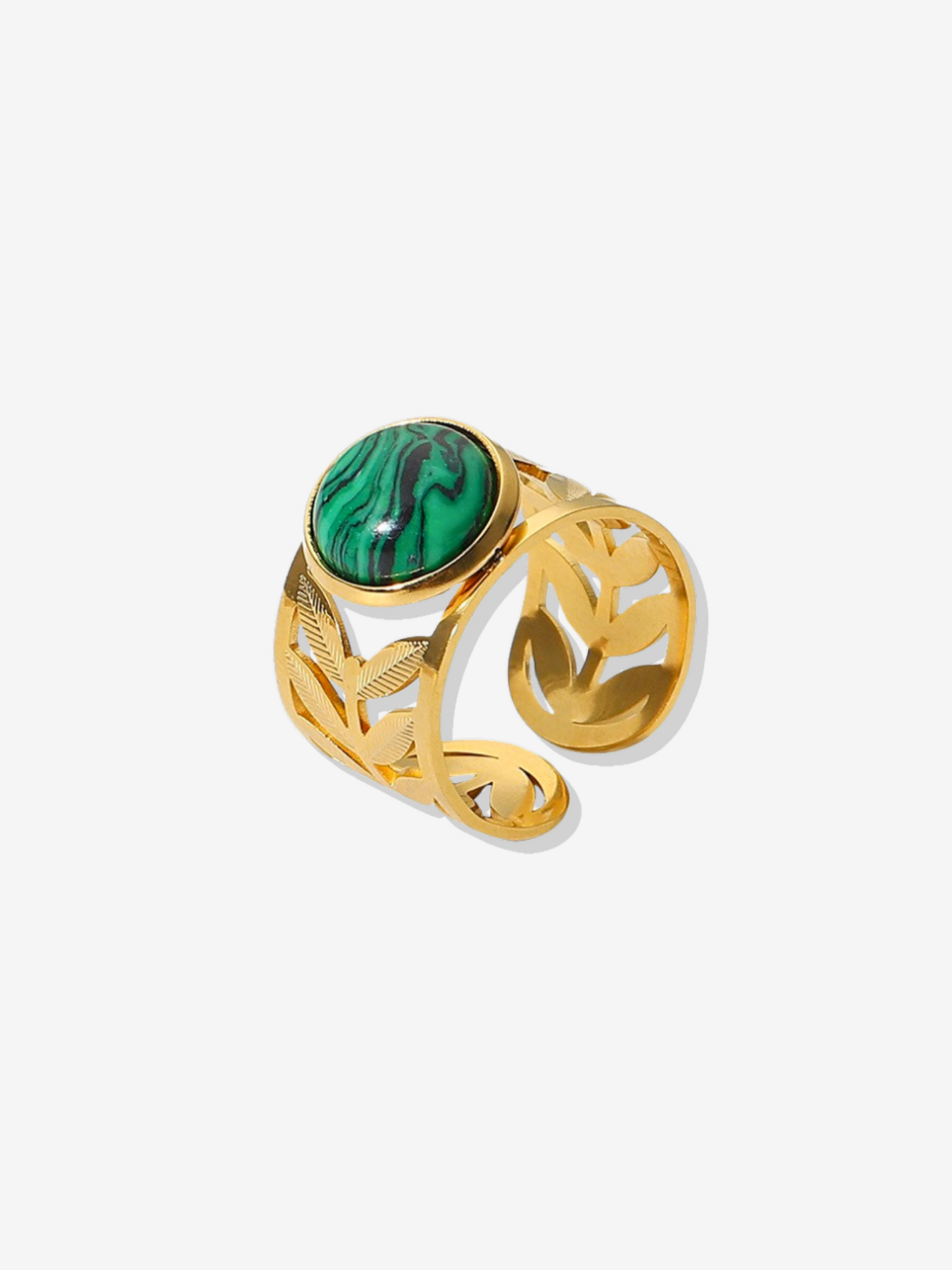 Turquoise & Malachite Adjustable Ring Set