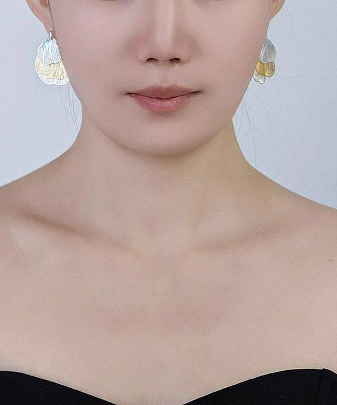 Colorblock Metal Hollow Out Tassel Hoop Earrings