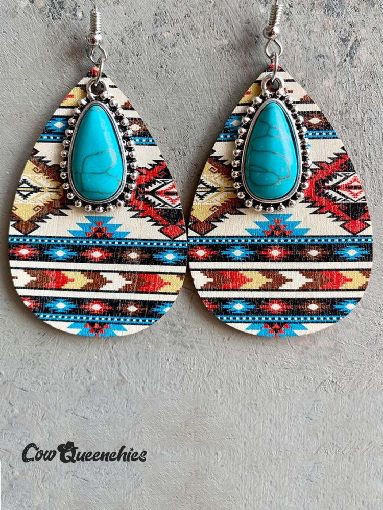 Western Earrings Turquoise Pendant