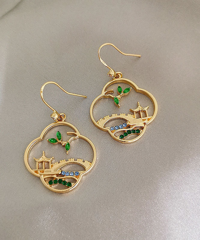 Retro Yellow Sterling Silver Overgild Zirconhoop Earrings