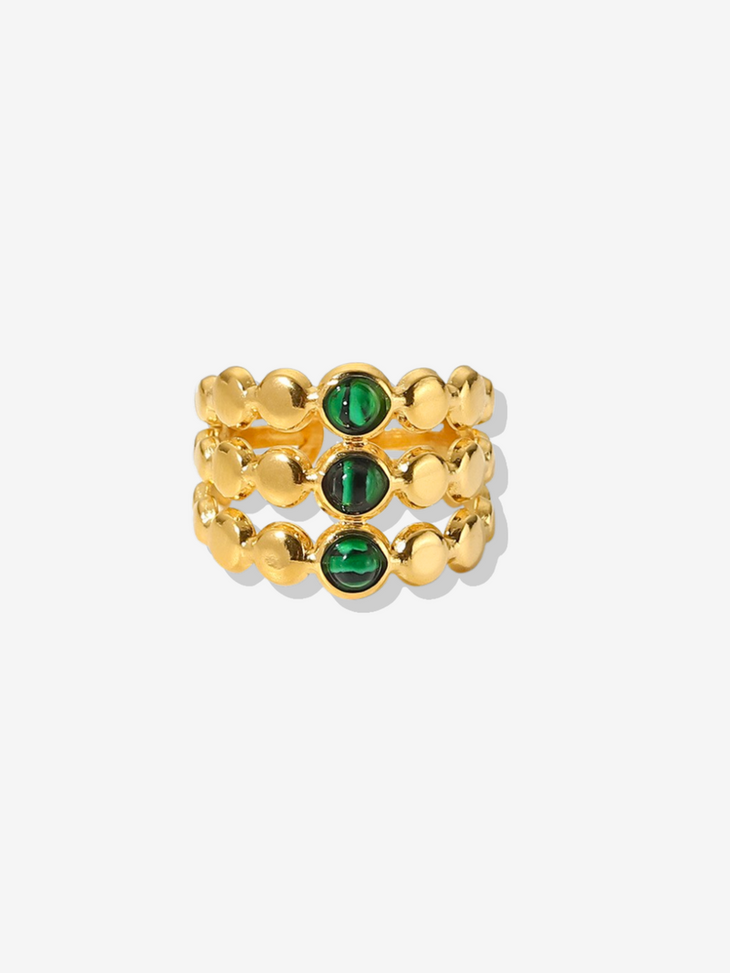 Turquoise & Malachite Adjustable Ring Set