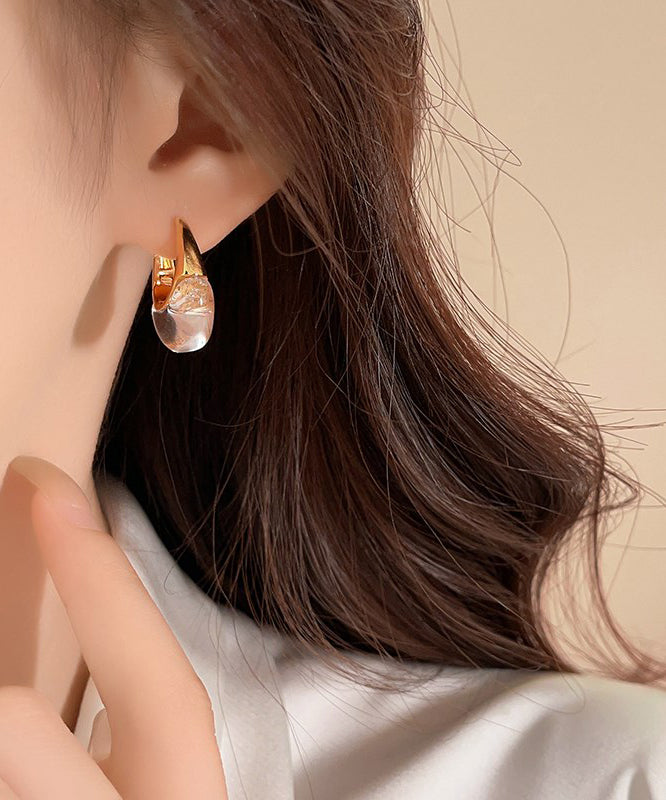 White Copper Alloy Crysta Hoop Earrings