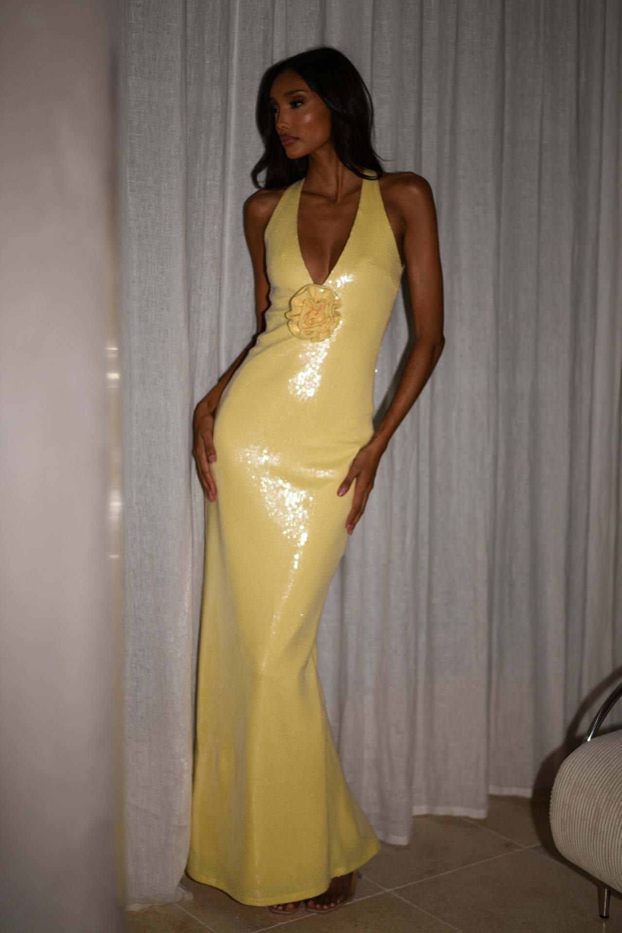 Cut-out Halter High Slit Maxi Dress
