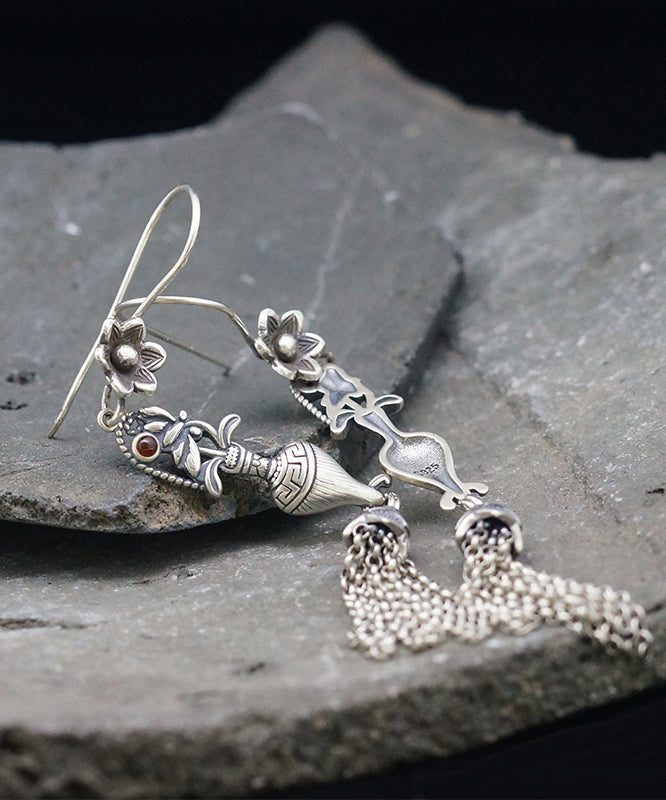 Silk Sterling Silver Tassel Wheat Ear Drop Earrings