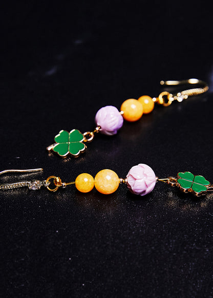 Lotus Flower Beeswax Gilding Drop Earrings