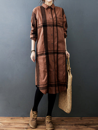 Long Sleeve Pleats Blouse Shirt Dress