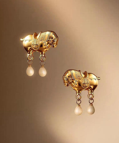 Fine Gold Sterling Silver Overgild Pearl Tassel Drop Earrings