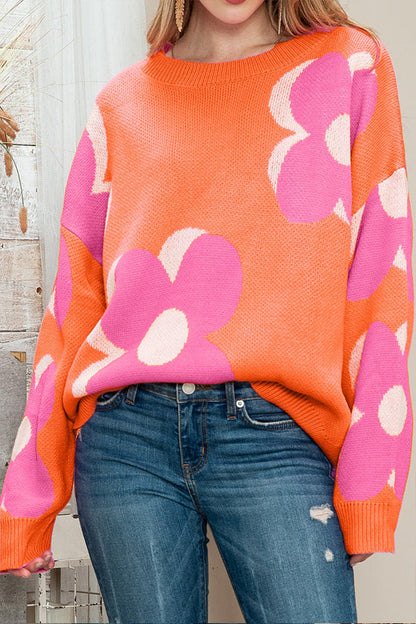 Pink \u0026 Orange Cable Knitted Sweater