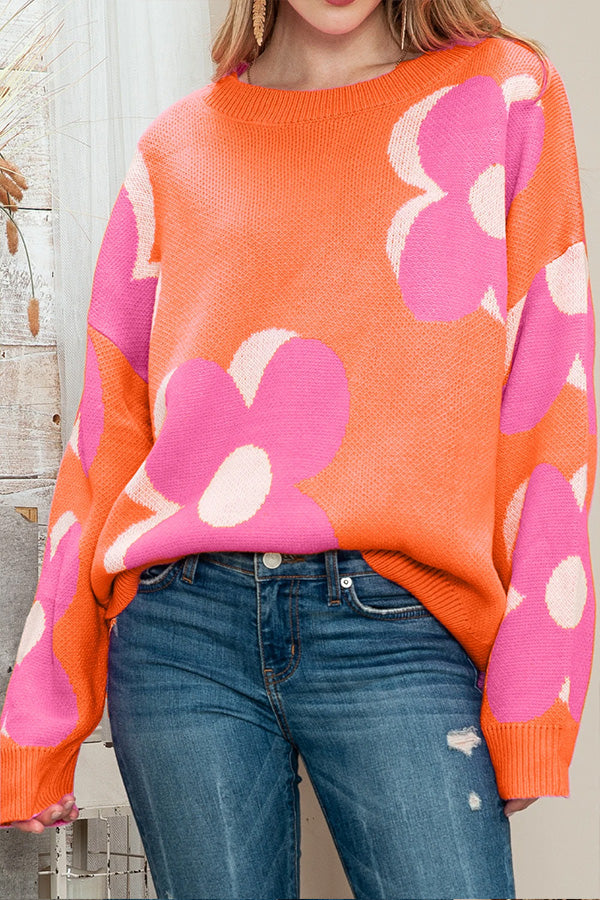 Pink \u0026 Orange Cable Knitted Sweater