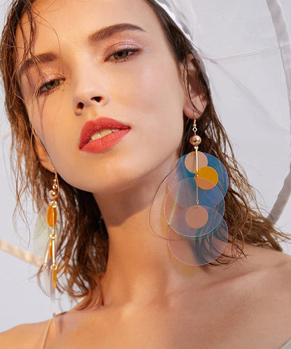 Color Sequins Exaggeration Alloy Long Drop Earrings