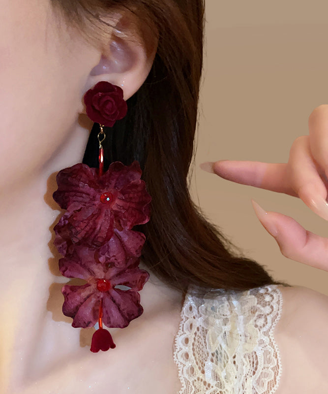 Loose Mulberry Fabric Resin Tassel Drop Earrings