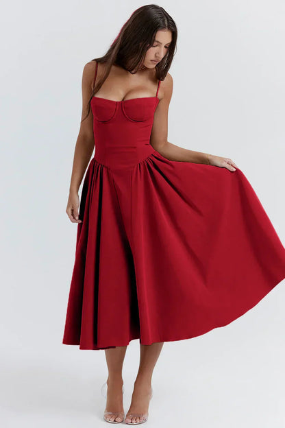 Nina | Sleeveless Corset Midi Dress