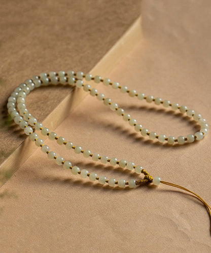 Simple Yellow Jade Apple Balls Tassel Gratuated Bead Necklace