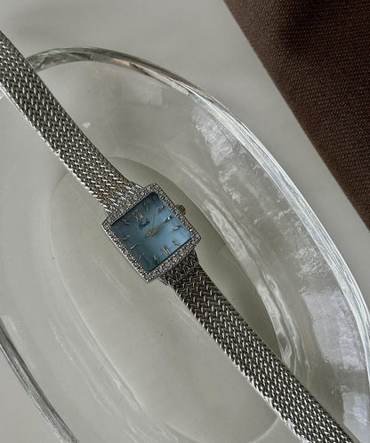Baby Blue Stainless Steel Waterproof Chain Watches