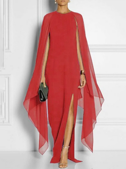 Loose Color Round-neck Maxi Dresses