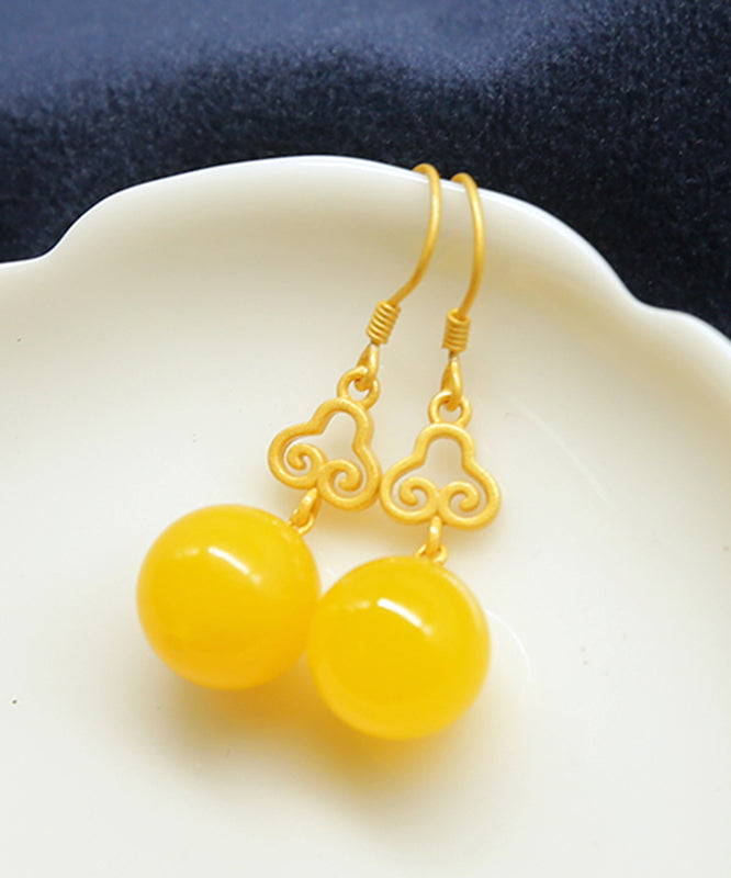 Yellow Sterling Silver Overgild Beeswax Xiangyun Drop Earrings