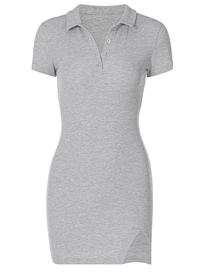 Short Sleeve Slit Mini Dress Summer Outfits Party Clothing
