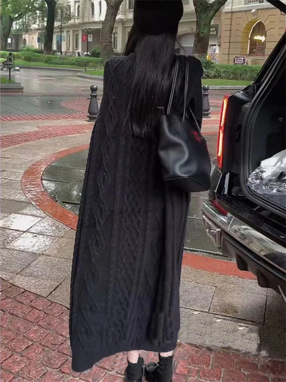 Knit Loose Patchwork Maxi Dress for Sleeveless High Waist Ribbed Dress Knitwear Dress