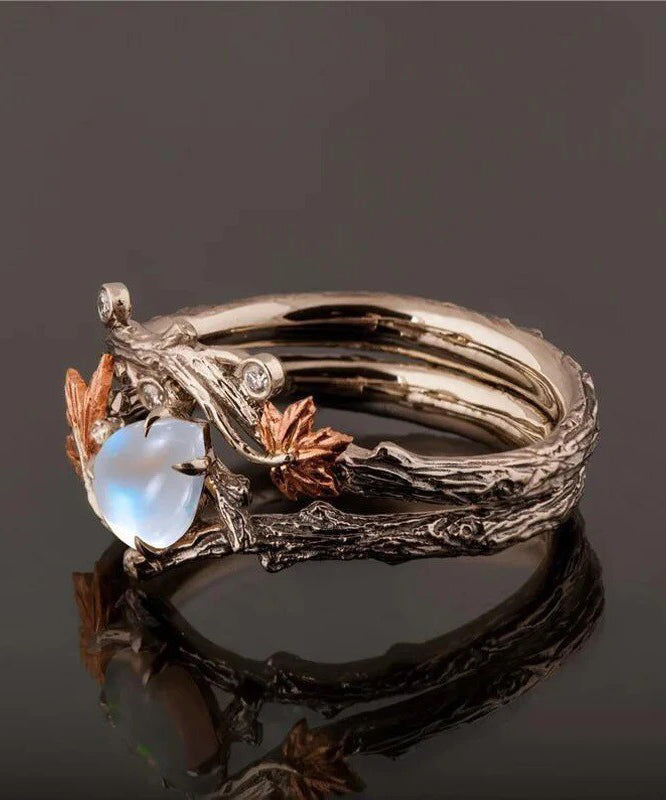 Antique Gold Twig Maple Leaf Rings